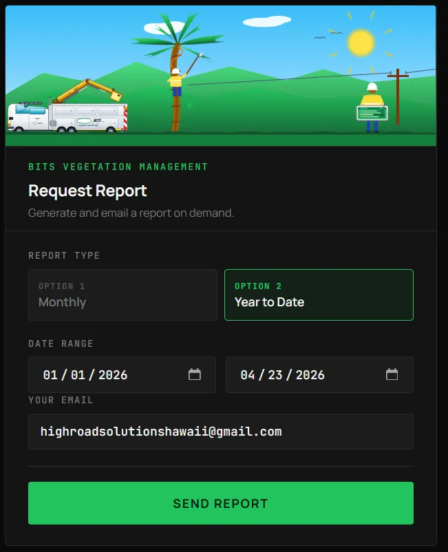 Programmed field report request form.