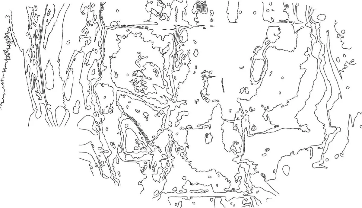 Topographic contour map generated from aerial survey.