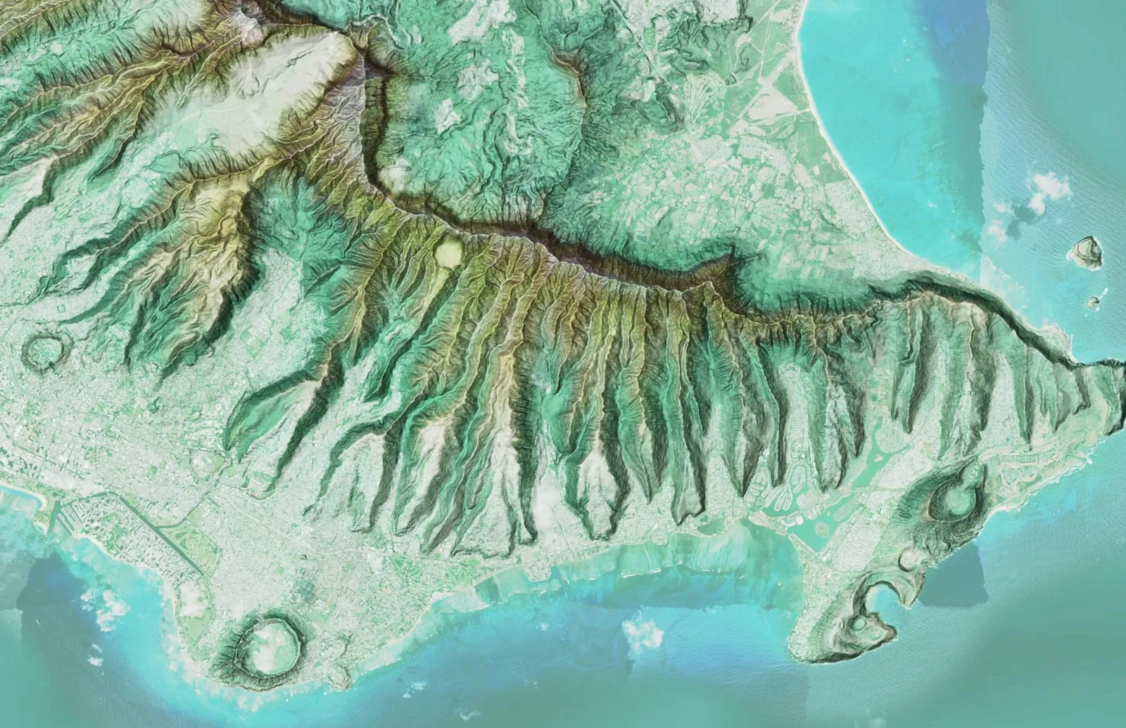 Digital elevation model of Oʻahu.
