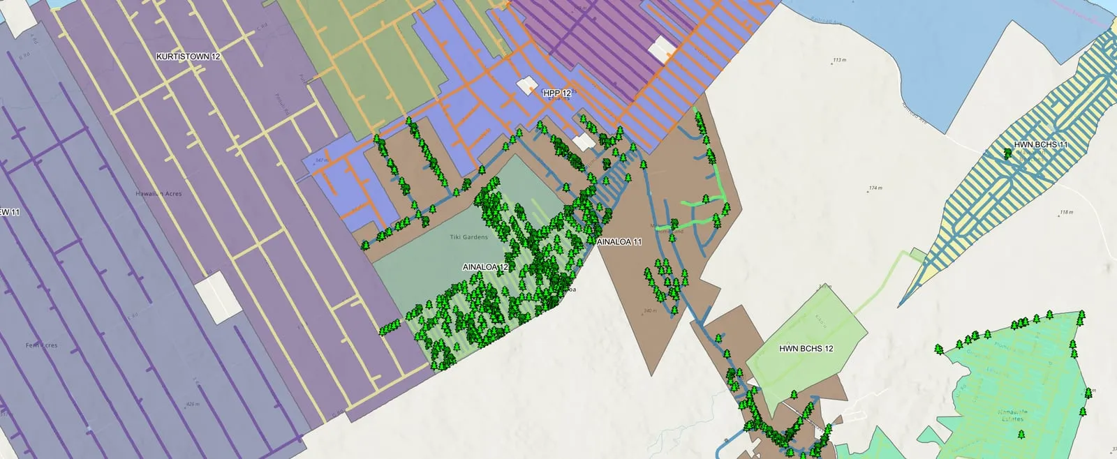 Parcel and boundary GIS map.