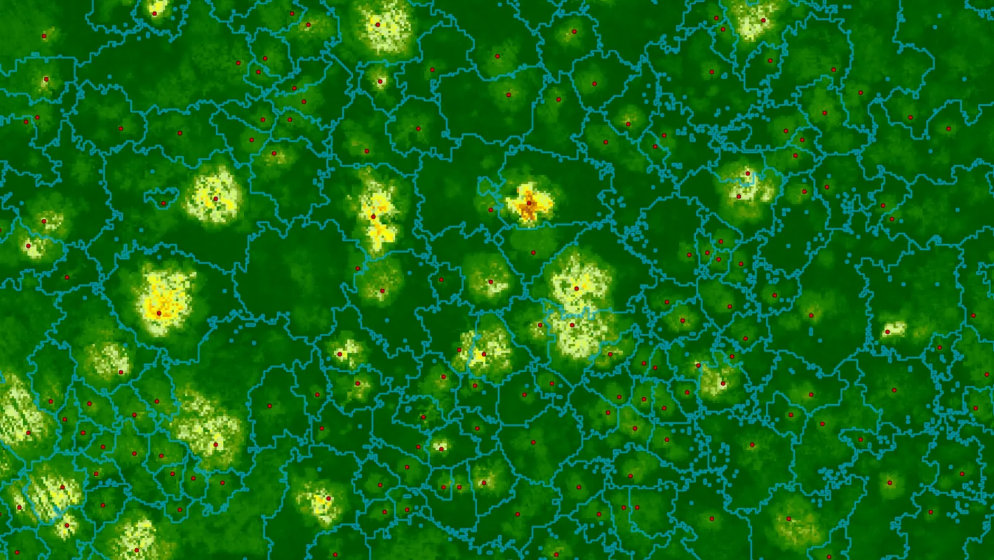 Individual tree segmentation outlines.