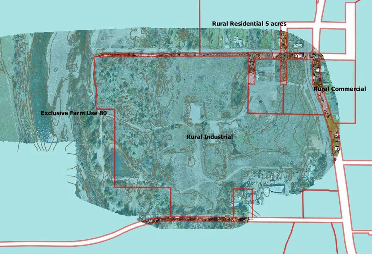 Contours over an orthomosaic of the site.